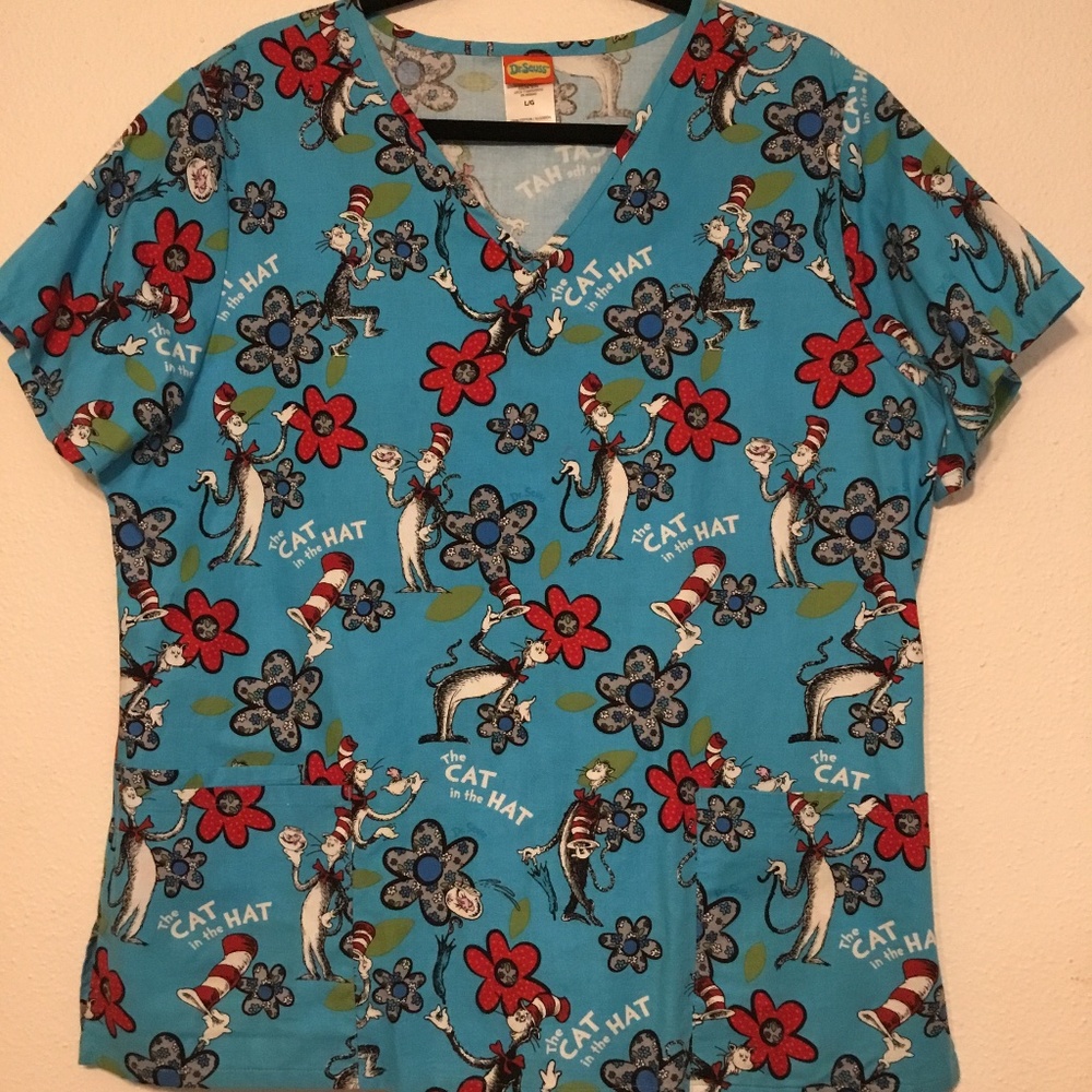 SCRUB TOP...DR. SEUSS cat in the hat...